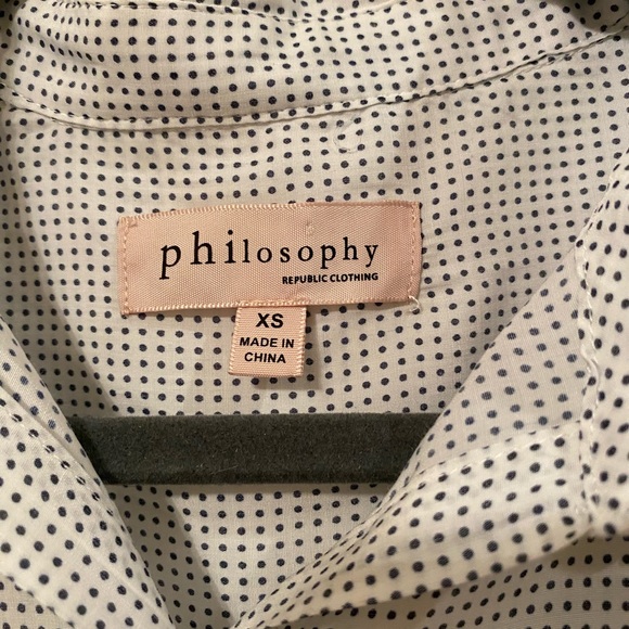 Philosophy Oversize Black and White Dotted Button Up Long Sleeve Top Size XS - Picture 4 of 7